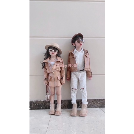 Áo khoác da croptop cho bé gái