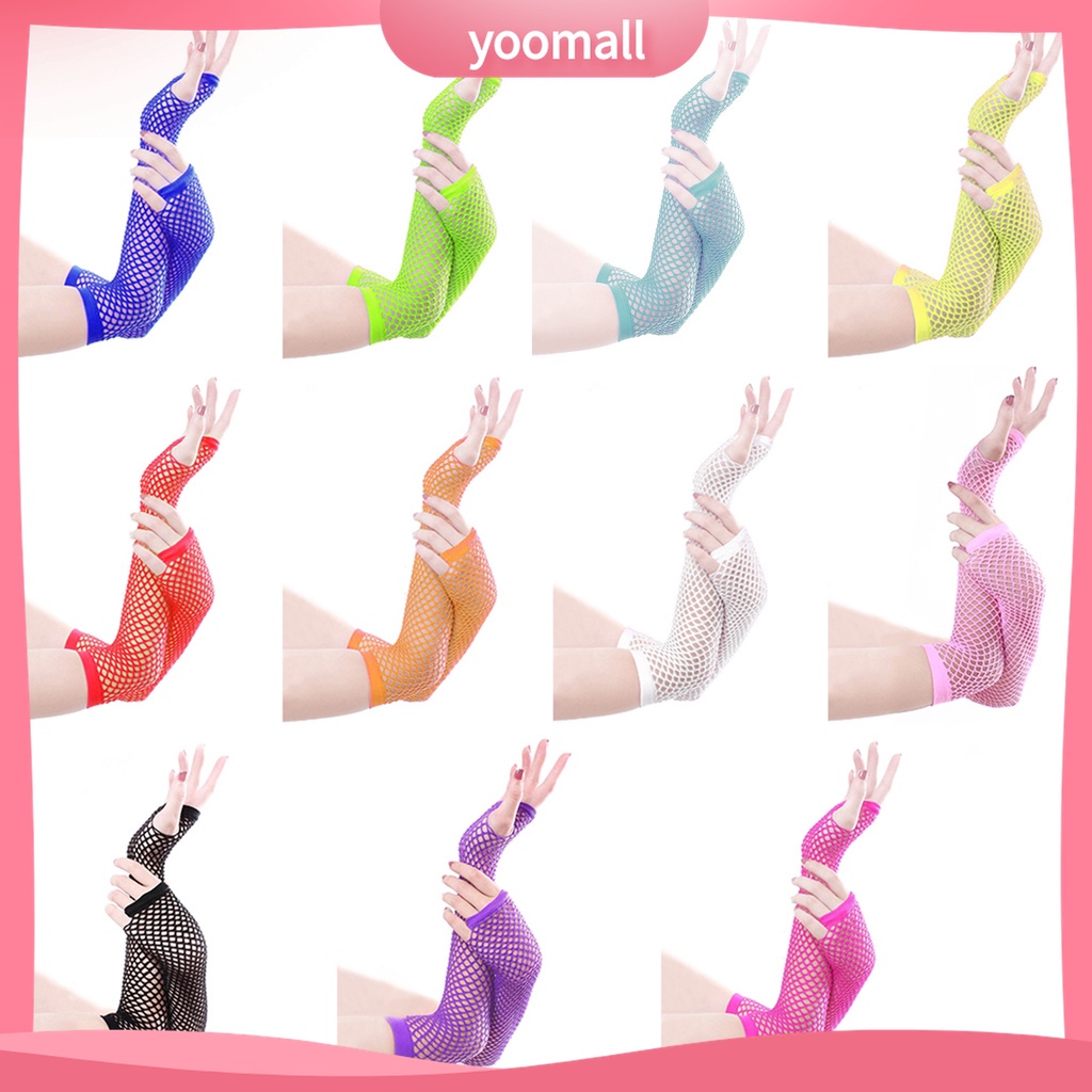 Yomall♡ Găng Tay Lưới Hở Ngón Màu Sắc Thời Trang