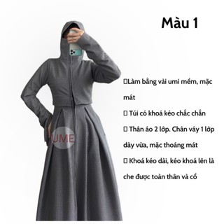 Đầm chống nắng toàn thân croptop hàng thiết kế vải umi mềm 2 lớp dày dặn cao cấp chống tia UV