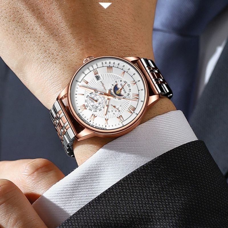 Đồng hồ nam chính hãng POEDAGAR KL908 sang trọng cao cấp cho nam giới đeo tay kim phát sáng