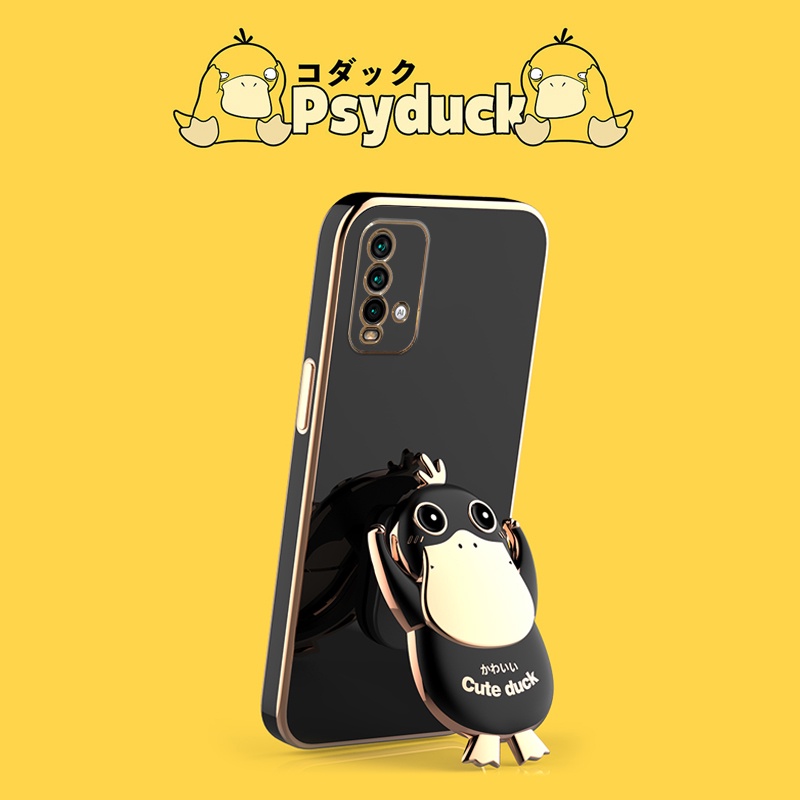 Ốp Điện Thoại Họa Tiết Hoạt Hình Mặt Vuông Kèm Giá Đỡ Cho Xiaomi Redmi Note 10 10s 9 Pro 9s 9t PocoPhone X3 NFC Mi 11 Lite Ultra