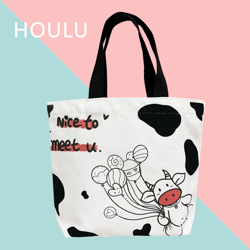 Túi Vải Canvas Vuông Nhỏ Xinh In Họa Tiết Động Vật Hoạt Hình Đáng Yêu Thời Trang 2022