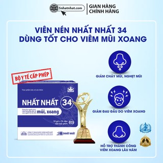Viên Xoang - Nhất Nhất 34 - Giảm chảy mũi, Nghẹt mũi, Đau đầu do viêm mũi xoang, dùng cho Viêm xoang cấp và mạn tính