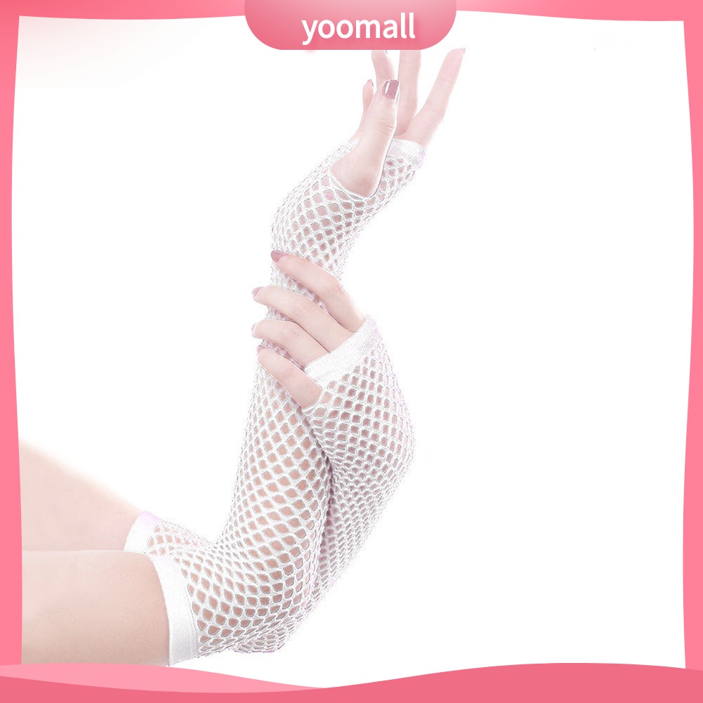 Yomall♡ Găng Tay Lưới Hở Ngón Màu Sắc Thời Trang