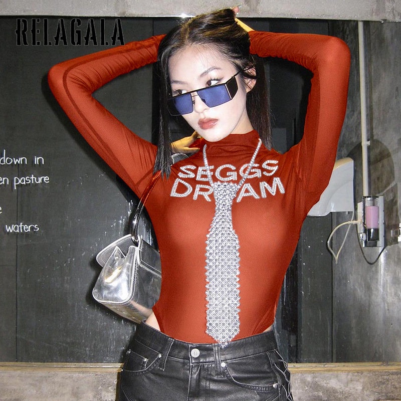 Relagala Bộ Áo Liền Quần Lưới Ôm Dáng Gợi Cảm Thời Trang Nóng Bỏng Cho Nữ | BigBuy360 - bigbuy360.vn