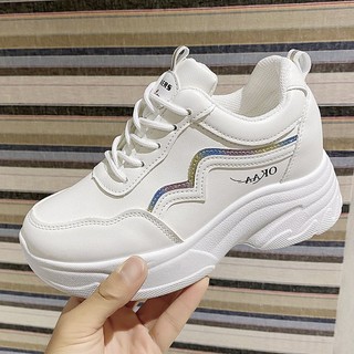 Giày thể thao nữ siêu xinh, Giày sneaker da nữ độn đế dễ phối đồ R-8