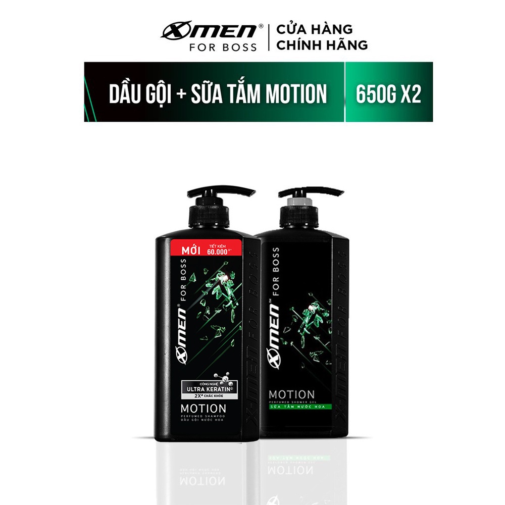 Dầu gội X-Men for Boss Motion 650g + Sữa tắm nước hoa X-Men for Boss Motion 650g