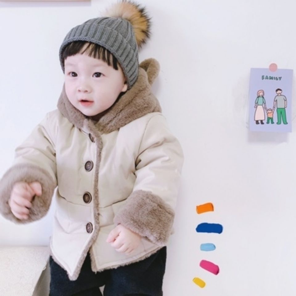 Áo khoác lót lông đuôi tôm tai thỏ cho bé dày ấm Cho Bé