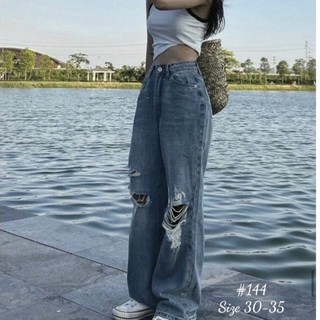 Quần jeans suông rách bigsize 55-85kg ms144