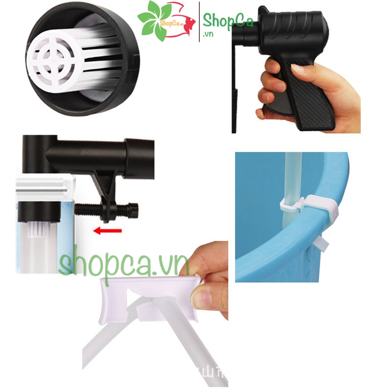 Dụng cụ thay nước, hút cặn bể cá thủy sinh cao cấp QUANLONG có cạo rêu, ống dài 80 cm