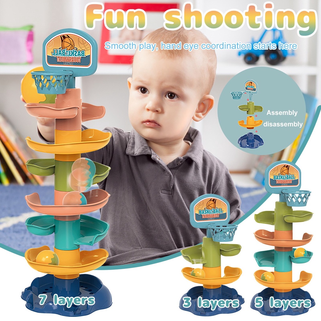 ❗LOẠI CÓ HỘP KÈM BÓNG❗ THÁP THẢ BÓNG LĂN, ĐỒ CHƠI THẢ BÓNG XOAY TRÒN CẦU TRƯỢT PUZZLE SHOTS TURN HAP