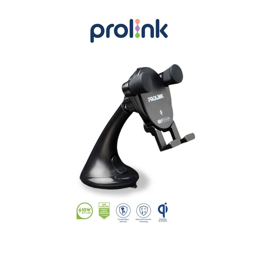 Giá đỡ sạc điện thoại không dây 10W PROLiNK PQC1006 trên ô tô dành cho iPhone, iPad, Xiaomi, Samsung