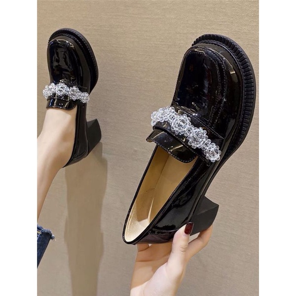 Giày lười đính đá hoa Hirostore