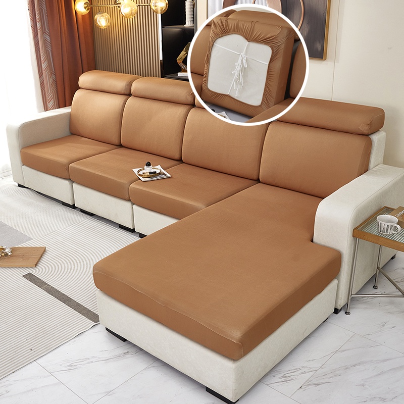 Vỏ Bọc Đệm Ghế Sô Pha 1 / 2 / 3 / 4 Chỗ Ngồi Hình Chữ L Màu Trơn Co Giãn