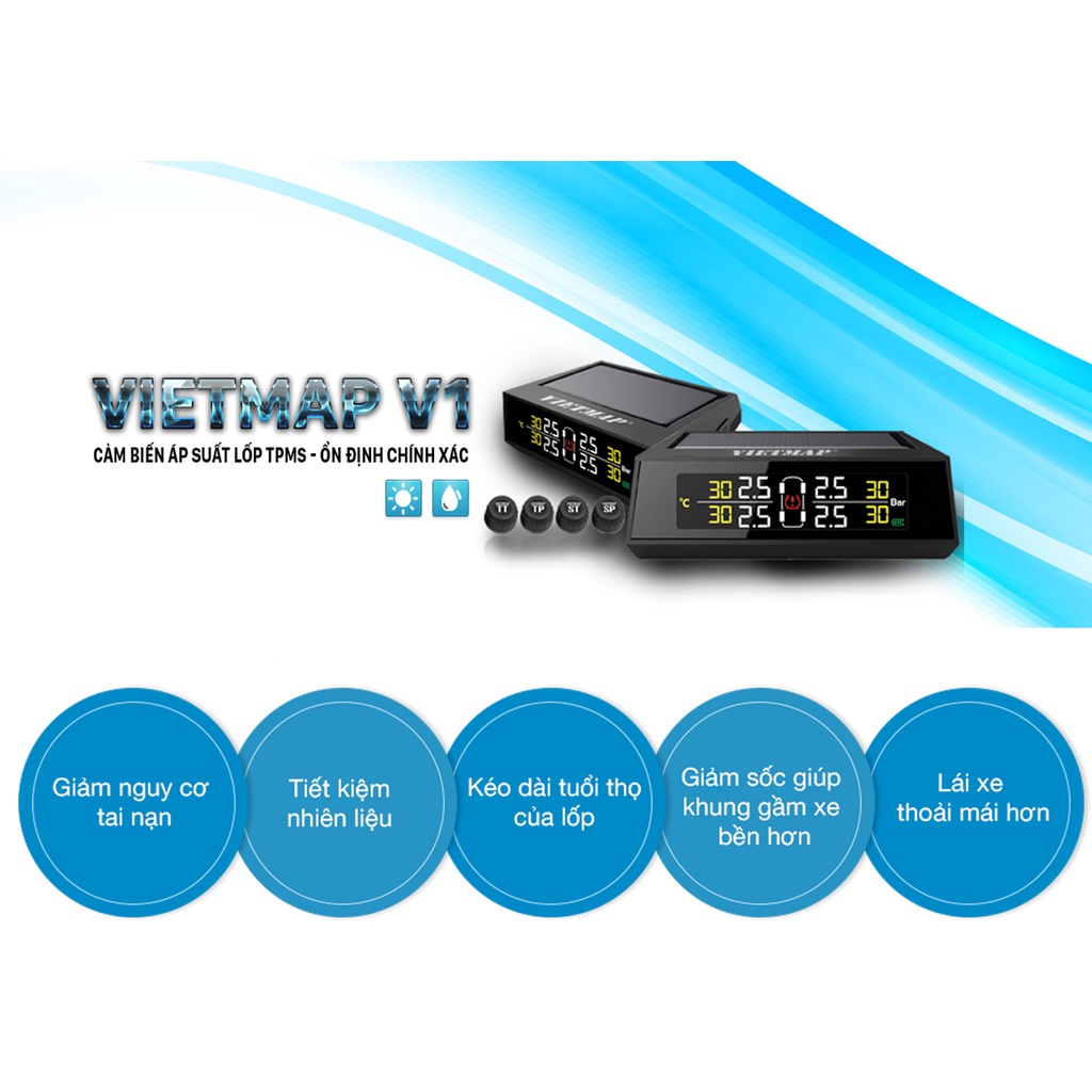 Thiết Bị Cảm Biến Áp Suất Lốp VIETMAP V1 - TPMS Dành Cho Ô tô - HÀNG CHÍNH HÃNG