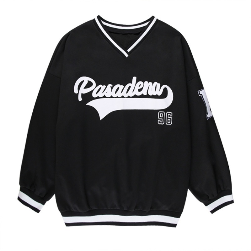 Áo Nỉ Nữ Dài Tay Cổ Chữ V Form Rộng Thời Trang Hàn