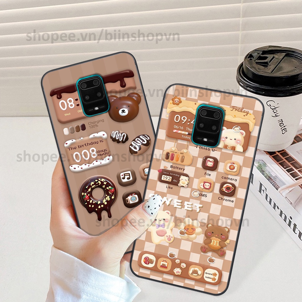 Ốp Xiaomi Redmi Note 9 / Note9s / Note 9 Pro in hình gấu chocolate kẹo ngọt siêu đẹp siêu xinh