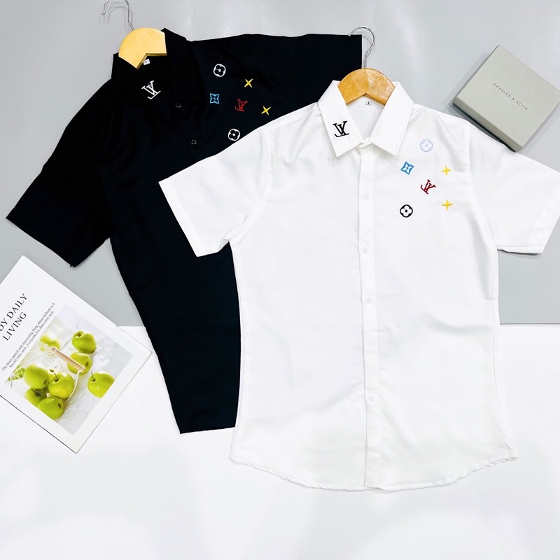 Áo Sơ Mi Nam Tay Ngắn THÊU LOGO Thời trang SMTN