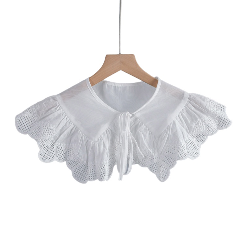 Cổ Áo Giả Cột Dây Mini Màu Trắng Đính Nơ Xinh Xắn Cho Nữ