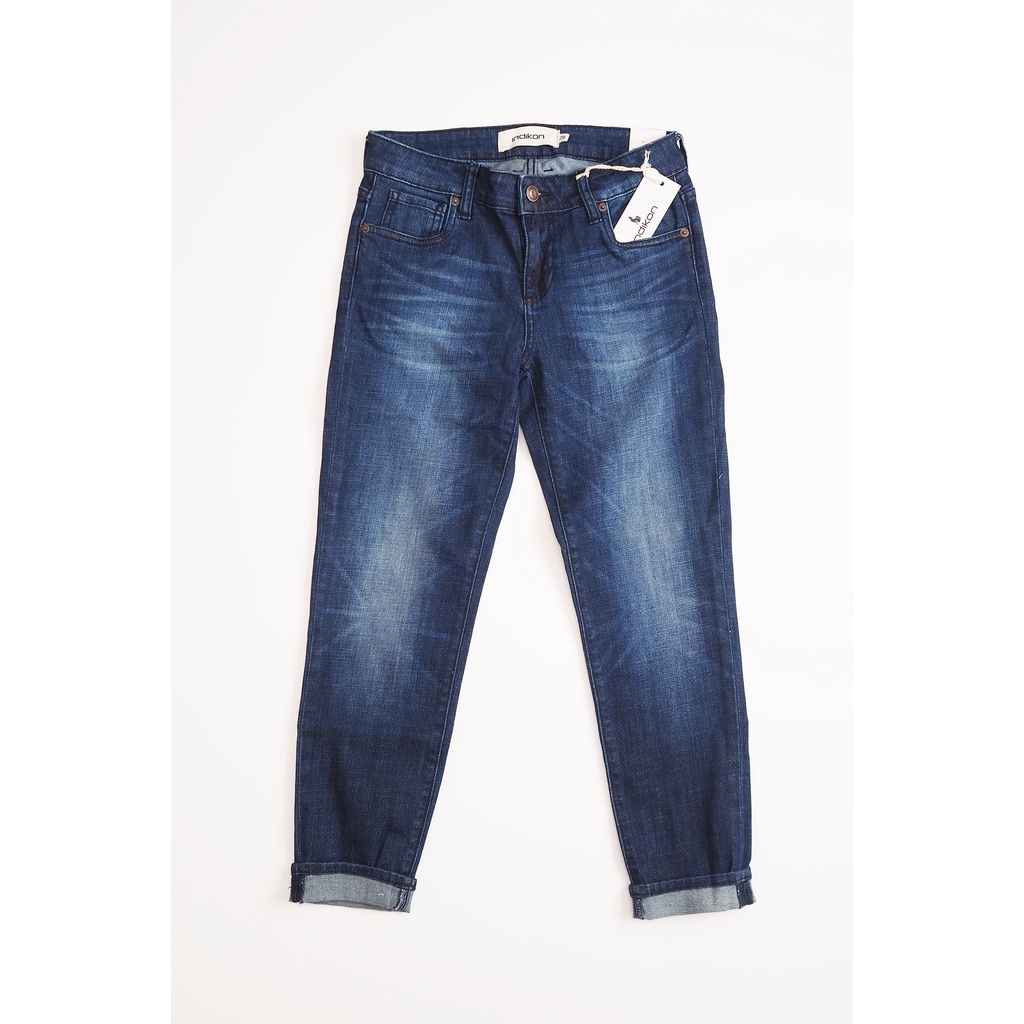 Quần jean 9 tấc lật lai, wash 2 túi trước INDIKON