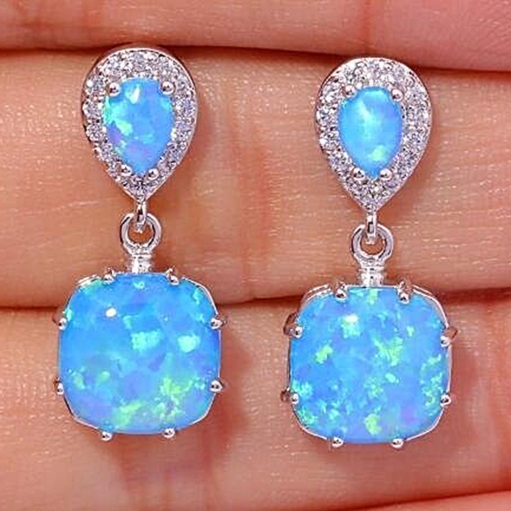 Bông Tai Đính Đá Opal Thời Trang Cho Nữ