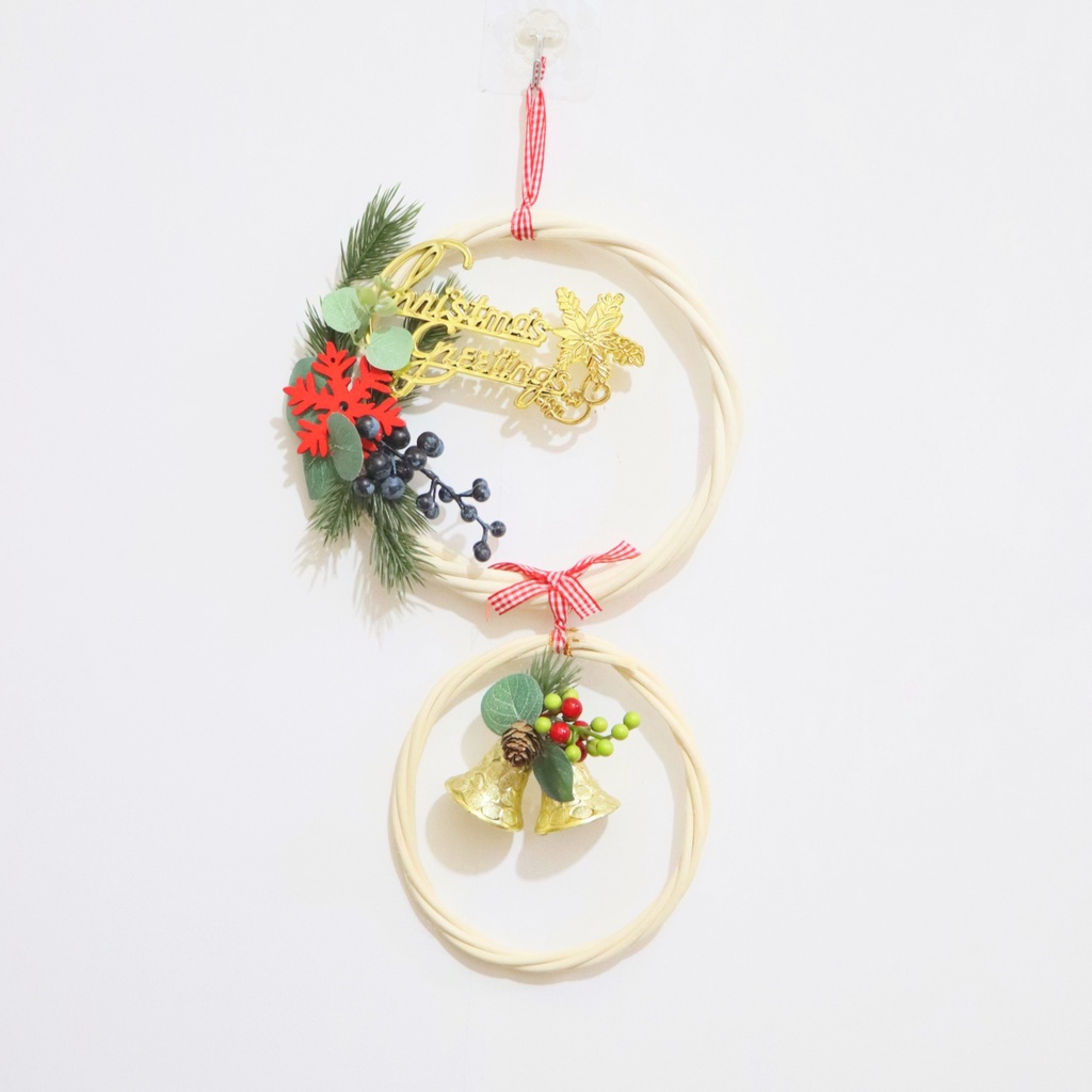 Vòng Hoa Treo Giáng Sinh Liễu Trắng Đôi Trang Khí Không Gian Noel