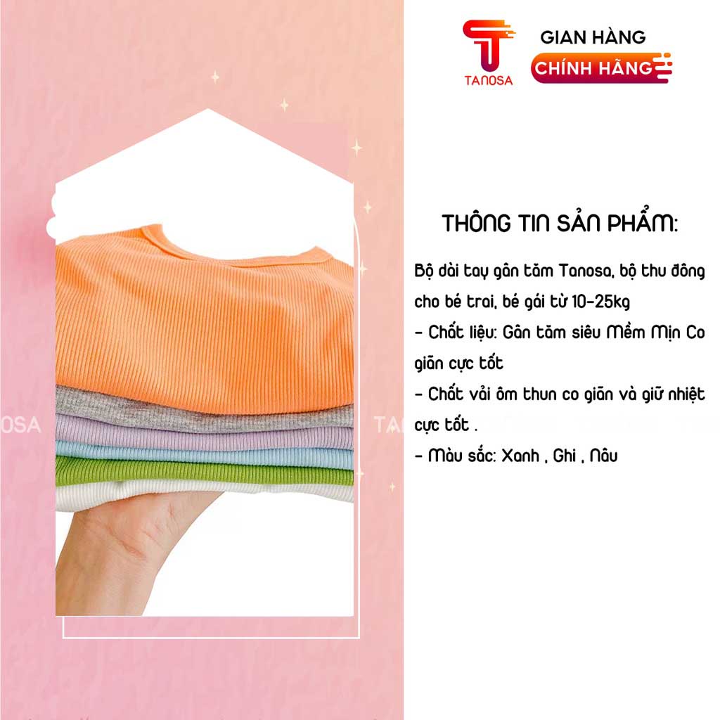 Bộ quần áo dài tay trẻ em cao cấp TANOSA chất liệu len tăm mềm mịn cho bé 10-22kg