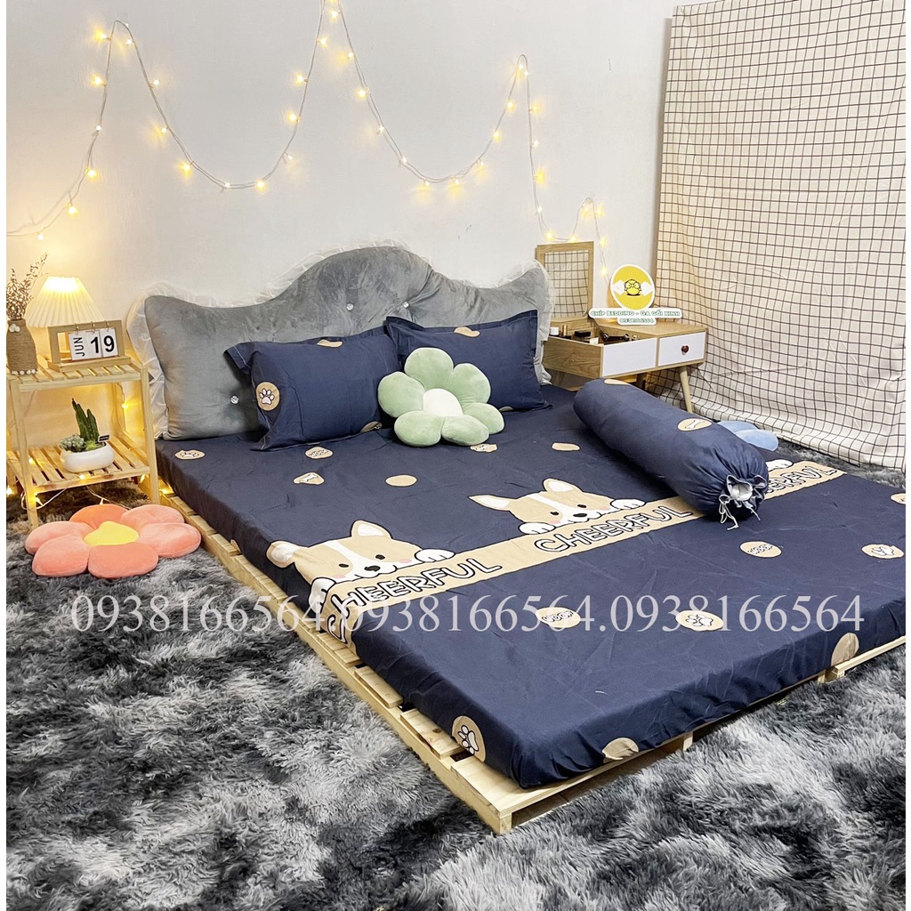 TRỌN BỘ COTTON POLY 5 MÓN CHĂN PHAO DÀY DẶN HÀNG VN CHÓ CHEEFULL - ĐỦ KÍCH THƯỚC