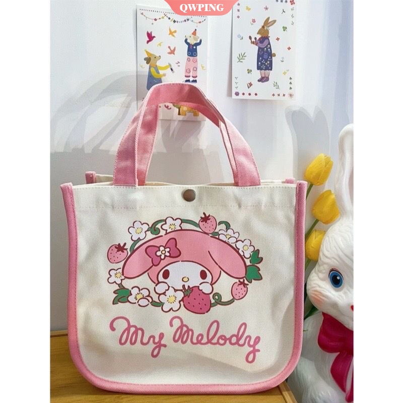 Sanrioes Túi Đựng Cơm Trưa Xách Tay Hình Kuromi My Melody Cinnamoroll Hoạt Hình Dễ Thương Tái Sử Dụng
