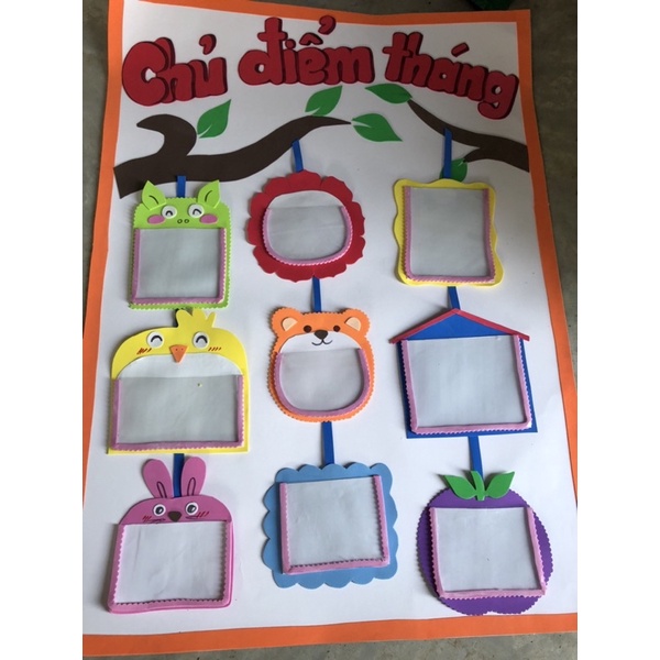 sale Bảng chủ điểm tháng, bảng treo lớp tiểu học tự làm băng xốp màu