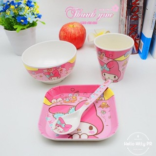 Cốc bát đĩa thìa Hello Kitty Doremon