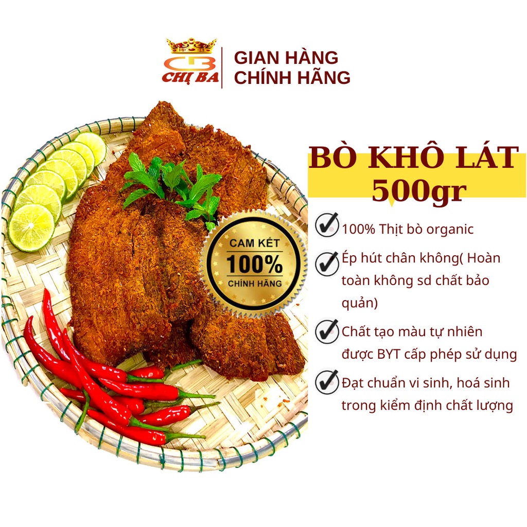 Bò Khô Miếng 500g Khô bò mềm Đặc Sản Tây Nguyên Chị Ba Gia Lai