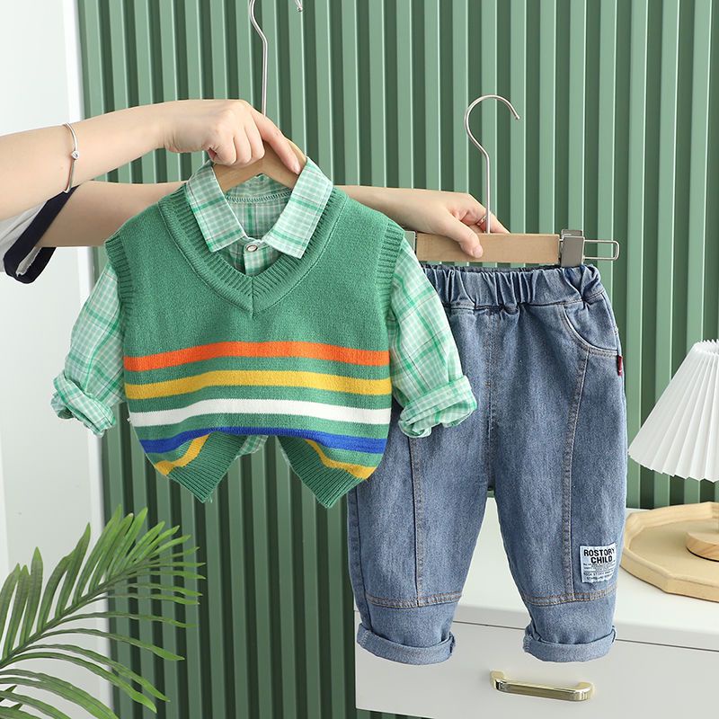 Set Đồ Thời Trang Xuân Thu 2022 Gồm Áo Ba Lỗ Phong Cách Phương Tây Cho Bé Trai