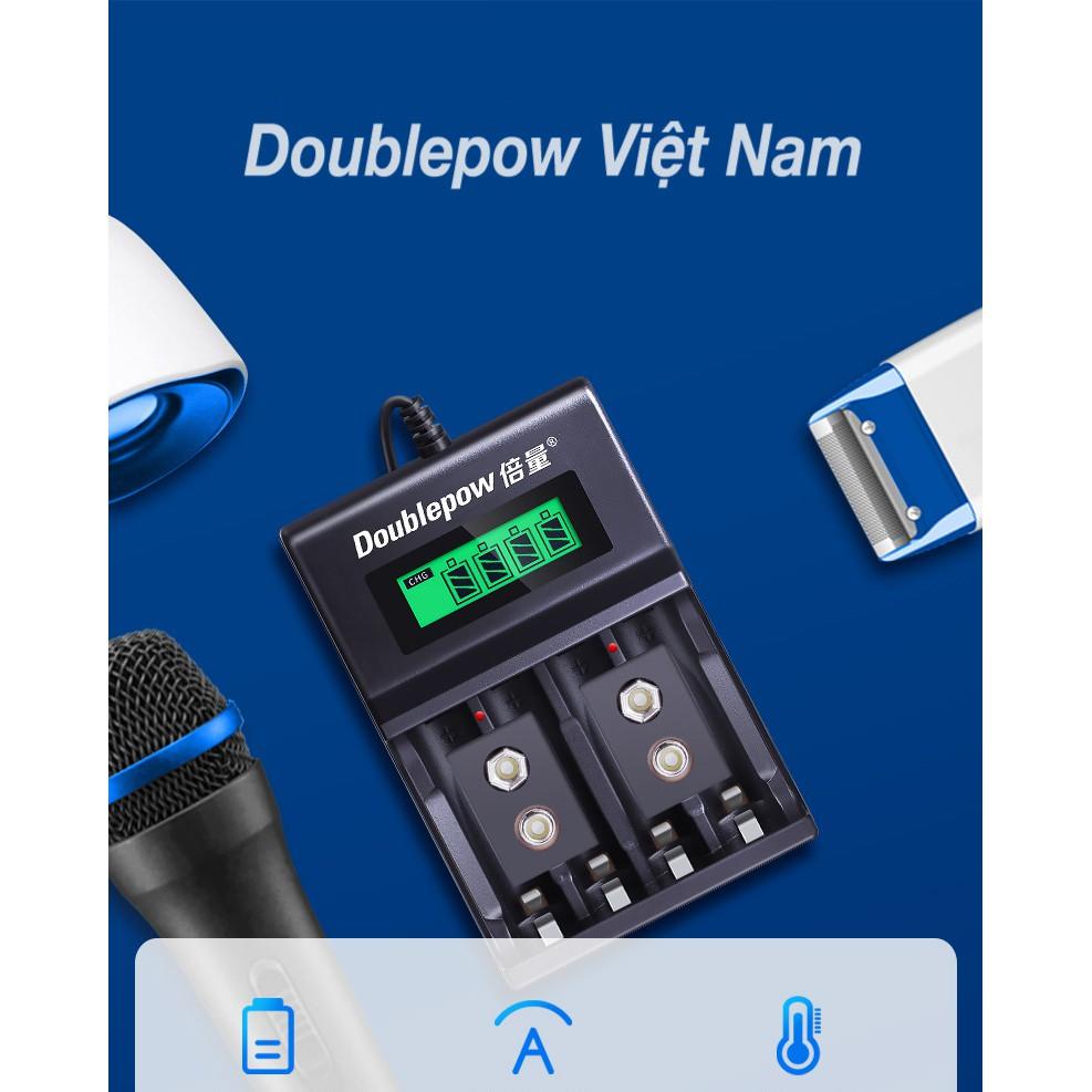 Sạc Pin Đa Năng AA/AAA/9V Tự Ngắt Doublepow DP-UK95 Kèm Pin Sạc Dung Cao cho Micro Không Dây, Đồ Chơi Điện Tử