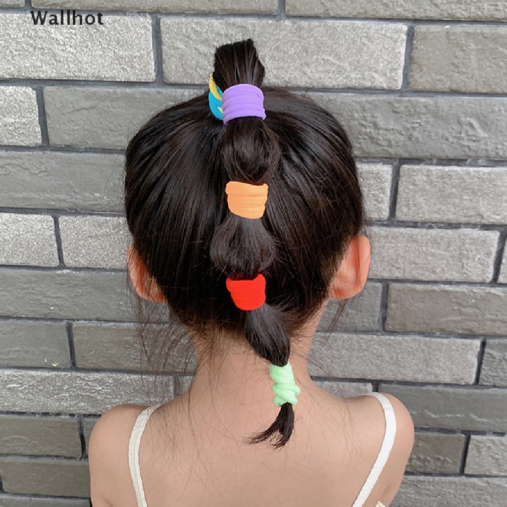 Bộ 30 Dây Buộc Tóc Cao Su Co Giãn Màu Trơn Dễ Thương Cho Bé Gái