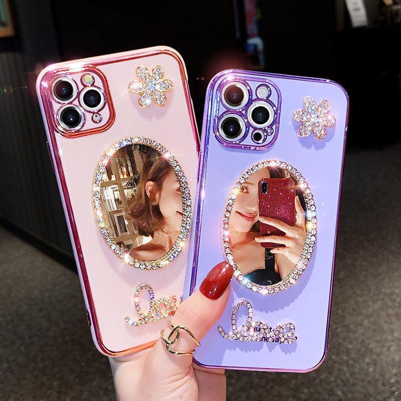 Ốp Điện Thoại Mềm Tráng Gương Đính Đá Lấp Lánh Cho iPhone 14 Plus 13 12 11 Pro Max X XS XR