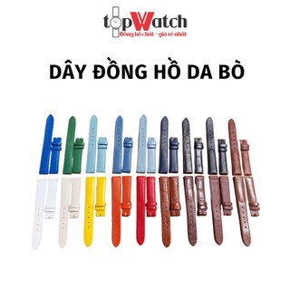 Dây đồng hồ da bò TOP WATCH, dây đeo đồng hồ nam nữ cao cấp chống nước nhiều màu, đủ size