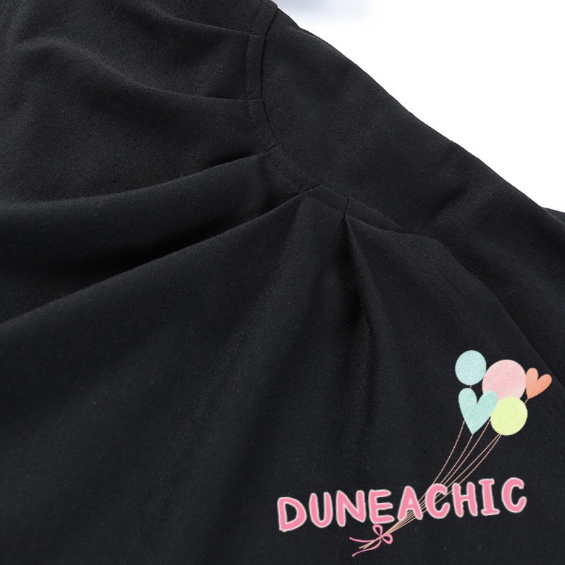 DUNEA Đầm Ngắn Tay Cổ Polo Phối Khóa Kéo Thời Trang Cho Nữ