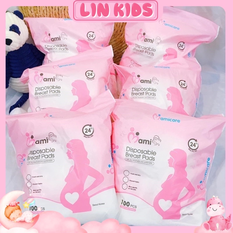 🔥 𝑭𝑹𝑬𝑬𝑺𝑯𝑰𝑷 🔥Miếng lót thấm sữa Mamicare chất liệu cotton chống tràn siêu thấm hút ngăn ngừa ướt áo, ố áo bịch 100 miếng