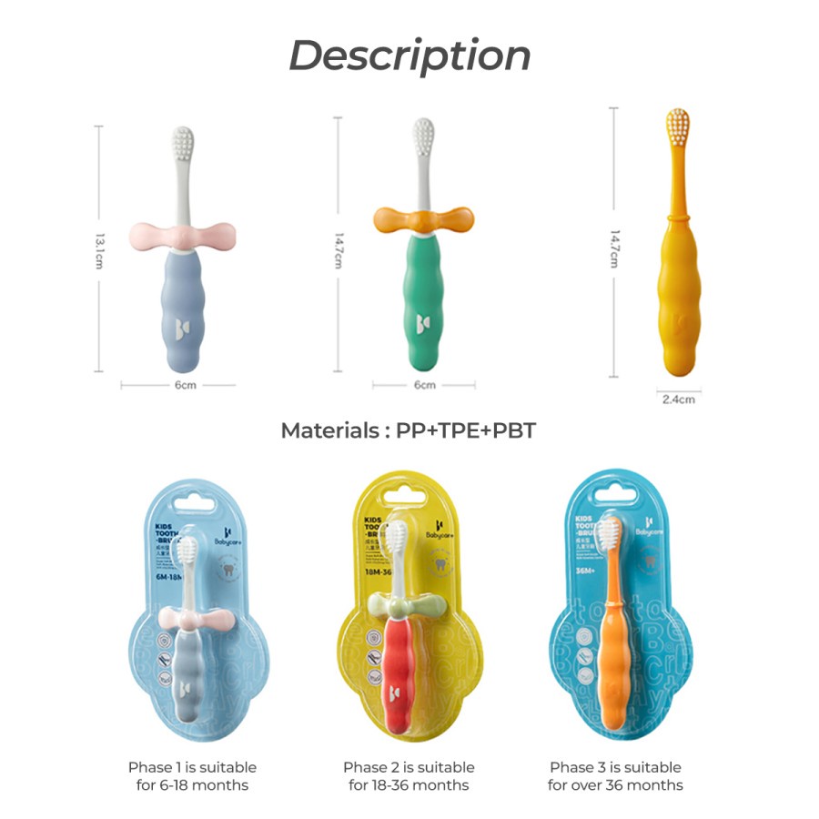 Bc Babycare Bàn chải đánh răng mềm mại chống trượt an toàn tiện lợi cho bé