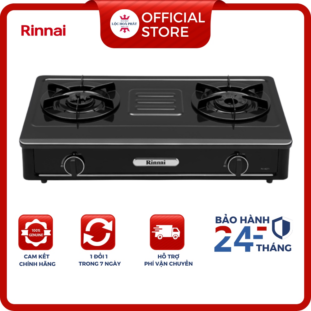 Bếp ga đôi Rinnai RV-B274SB(EB) - Ngọn lửa xanh - Tiết kiệm ga - Hàng chính hãng STORE
