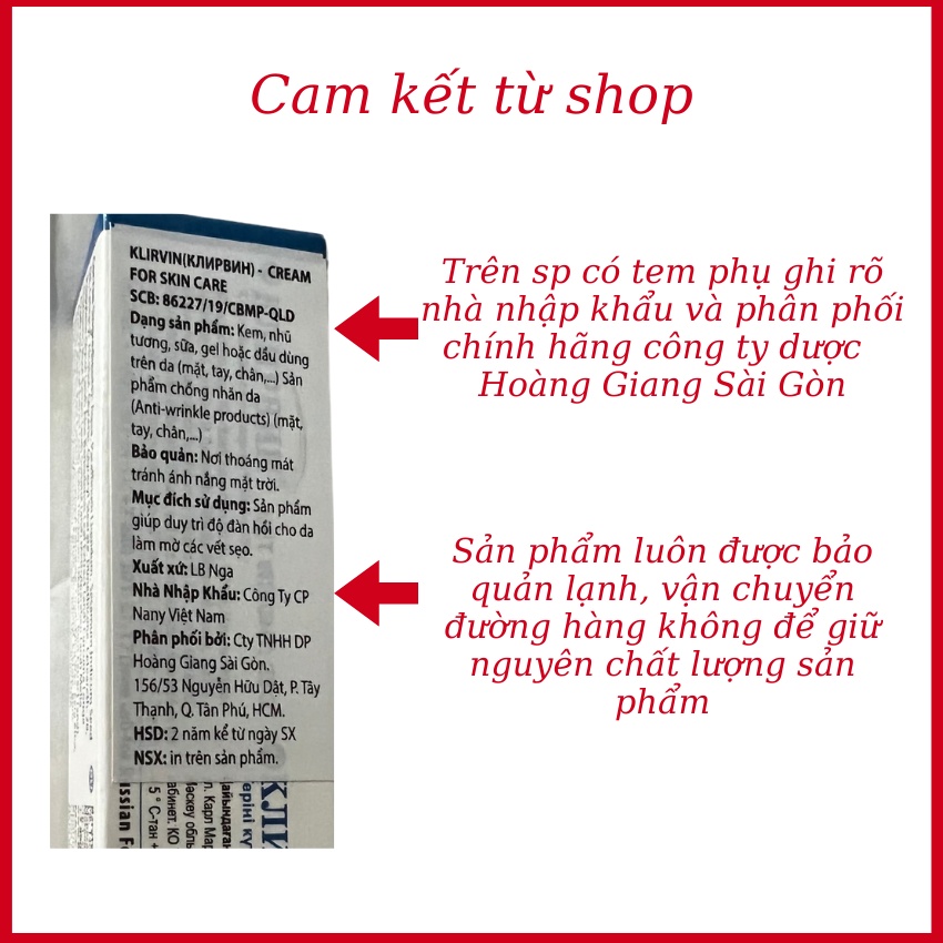 Kem giảm sẹo lồi, sẹo rỗ, sẹo thâm Nga Klirvin 25g nhập khẩu chính hãng - nhà thuốc Minh Châu HCM