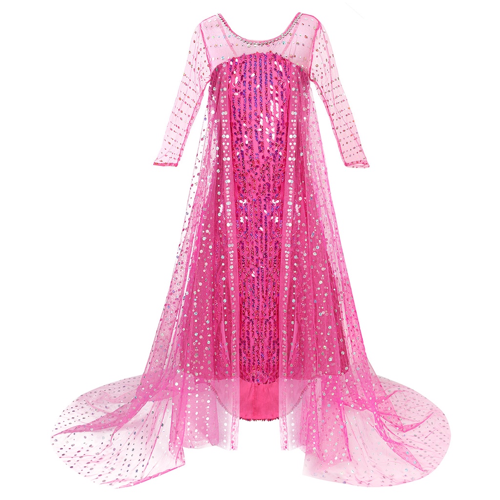 Đầm Công Chúa Elsa Hóa Trang Halloween / Giáng Sinh Phối Lưới Đính Kim Sa Lấp Lánh Mới Cho Bé Gái
