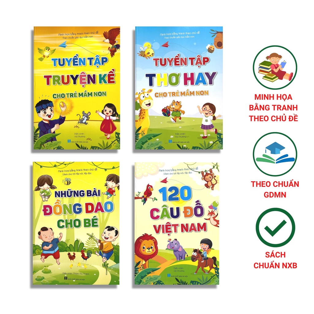 Sách Tuyển Tập Truyện Kể, Thơ Hay, Câu Đố, Đồng Dao Cho Bé (Bộ 4 Cuốn Theo Chuẩn Giáo Dục Mầm Non)