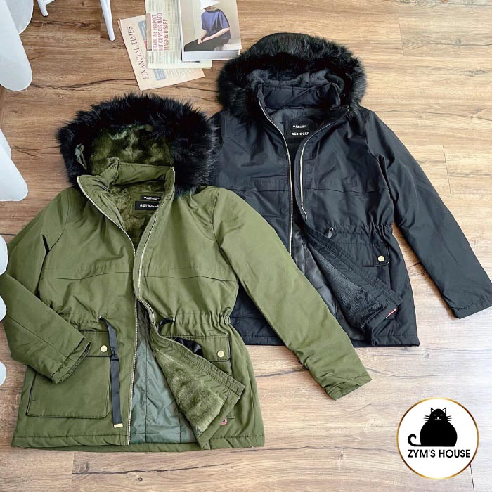 Áo Parka Nữ Lót Lông Nỉ Mềm Phối Túi Vuông 2 Cúc Zym's House