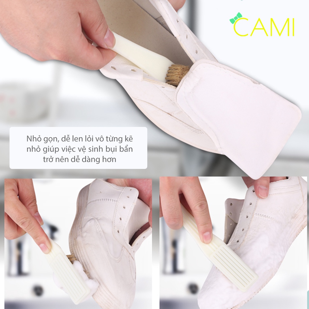 Bàn chải đa năng lông heo cán dài vệ sinh bụi bẩn đồ dùng trong nhà, đánh xi bóng mọi loại giày - Cami - CMPK251