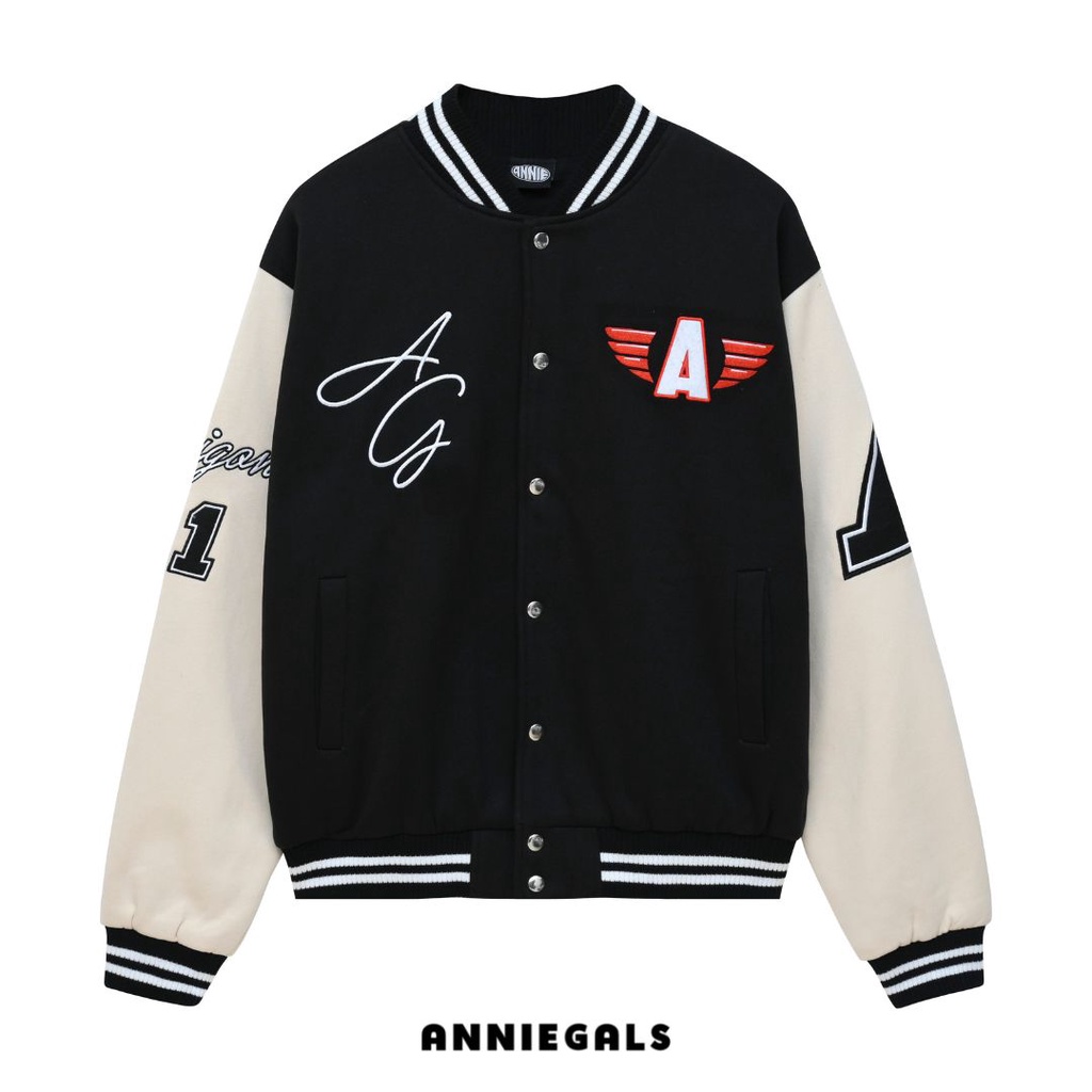 Anniegals - Áo khoác bomber bóng chày họa tiết thêu - Future Vasity Jacket