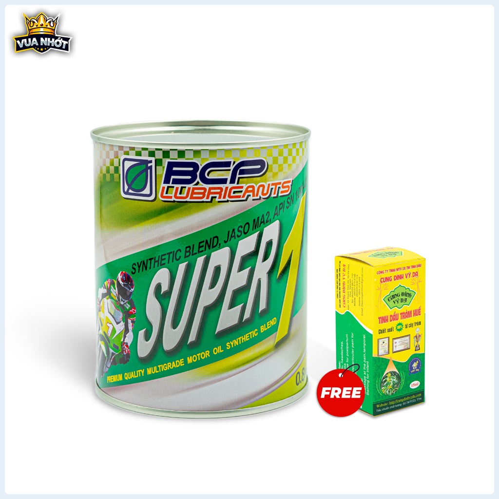 Nhớt xe máy bán tổng hợp cho xe số Thái Lan nhập khẩu - BCP SUPER 1 Synthetic Blend - 10W40 SN - 0.8 Lí