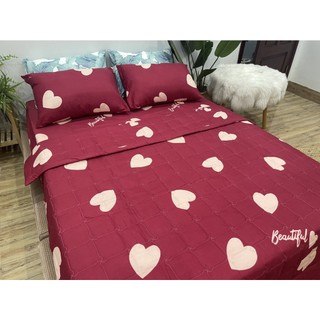 Bộ Chăn Ga Gối Trái Tim Đỏ (có đủ set chăn phao và vỏ chăn)
