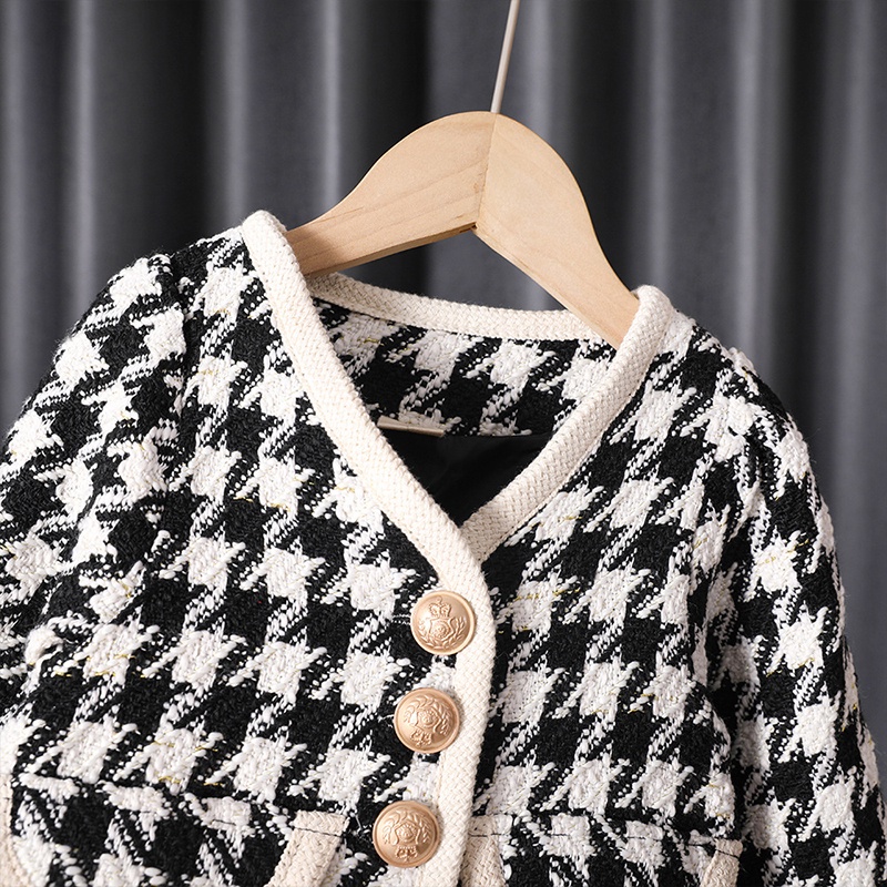 Bộ Áo Khoác cardigan + Chân Váy Ca Rô Xinh Xắn Theo Phong Cách Phương Tây Dành Cho Nữ